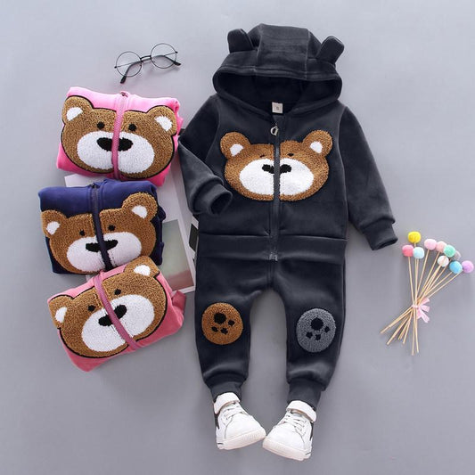 Bear Pattern Hooded Top & Pants for kid