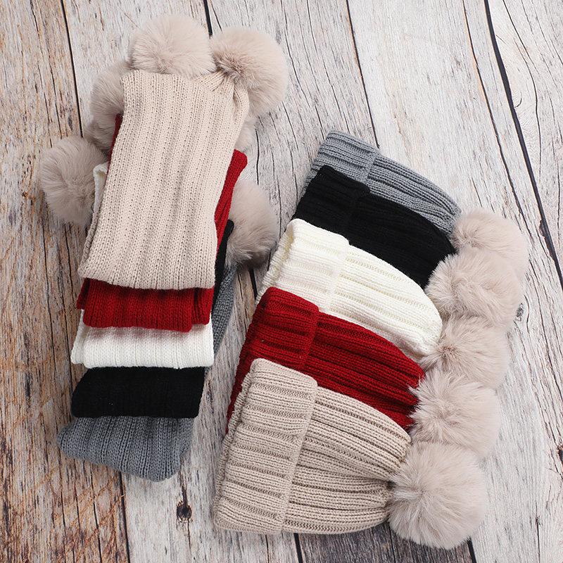 2-piece Casual Solid Hat Scarf Sets