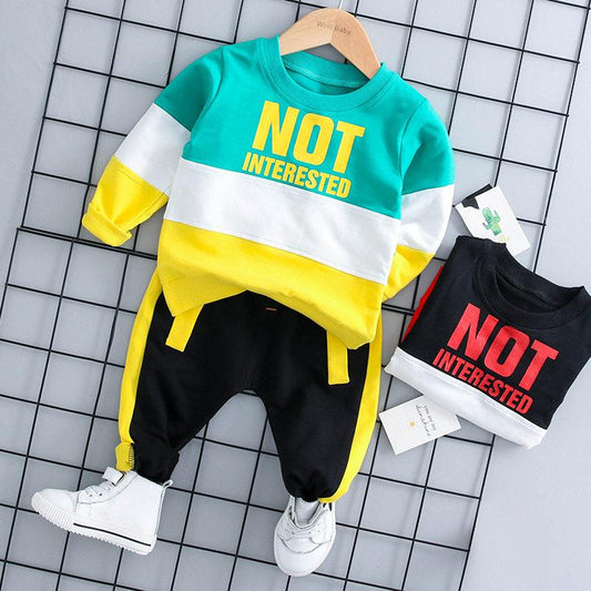 2-piece Color Contrast Pullover & Pants for Toddler Boy