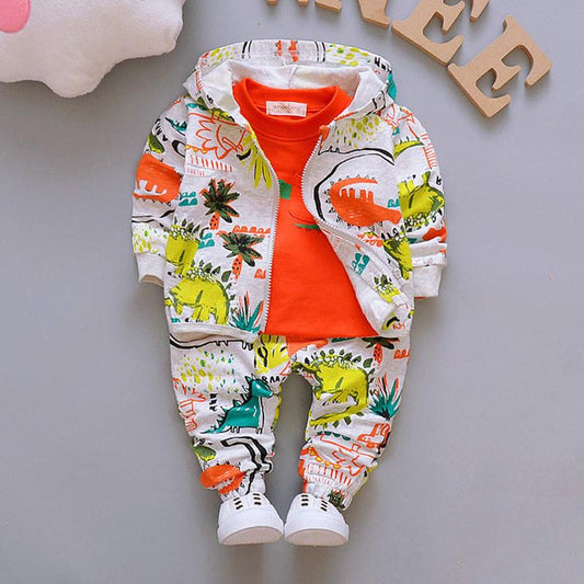 3-piece Floral Printed Hooded Coat & Sweatshirts & Pants for Toddler